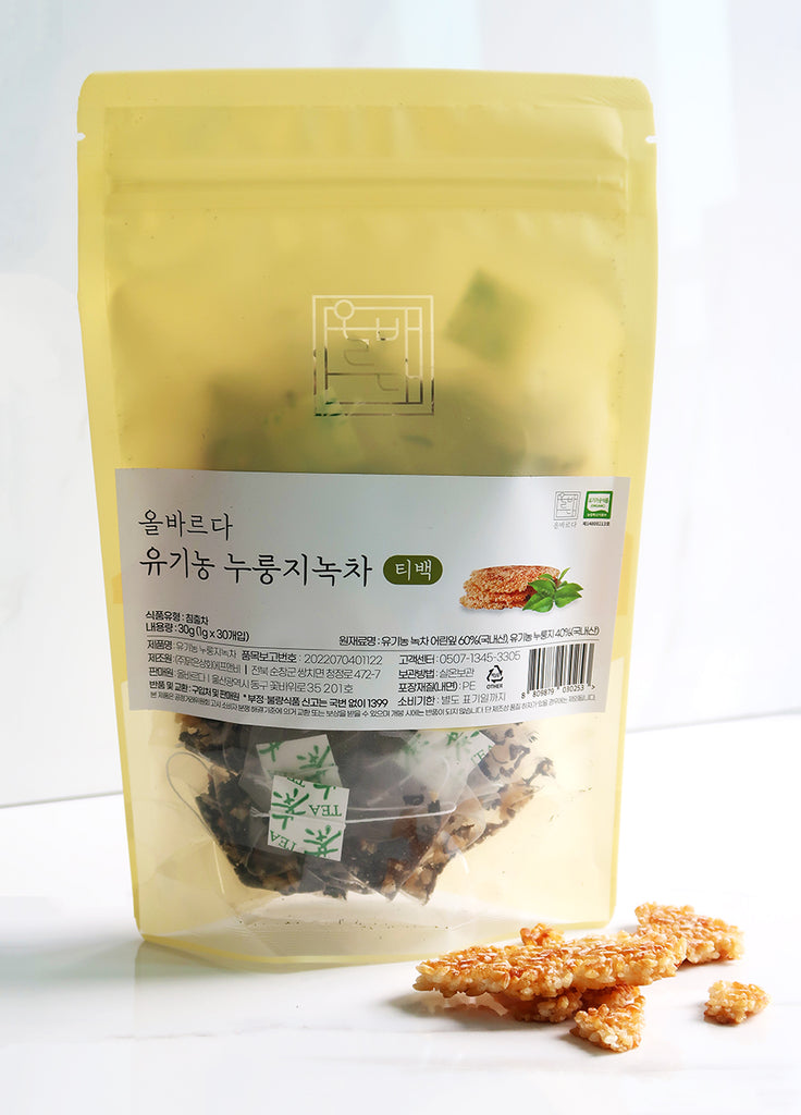 [Ol Bareuda] Organic Korean Nurungji & Green Tea (30 Tea Bags)