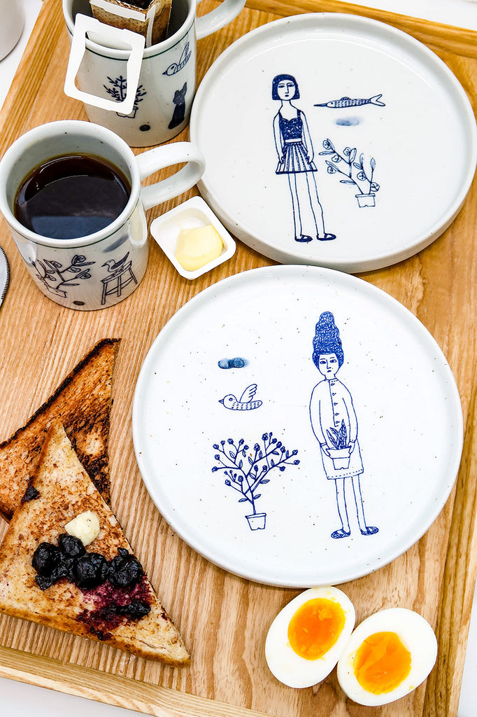 [Yeogi Damki] Breakfast Plate & Mug Combo (2-Person Set, 4 Pieces)