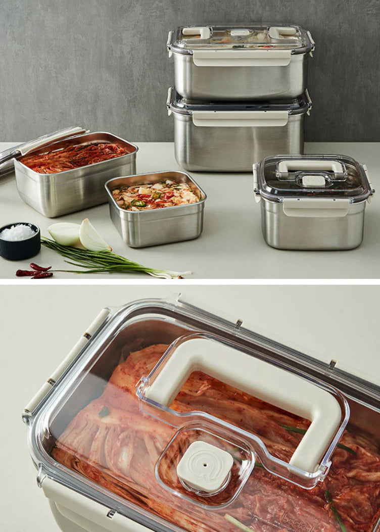 [Lock & Lock] Breathing Kimchi Containers - Stainless Steel